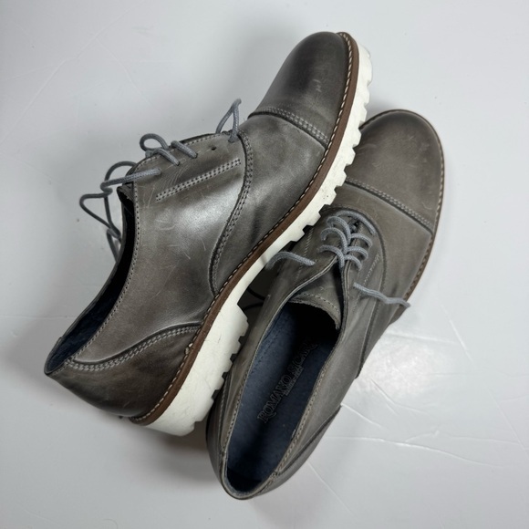 Romano Sicari Gray Leather Oxford Shoes Sz 38 7.5 Women Made in Italy Academia - Picture 13 of 13